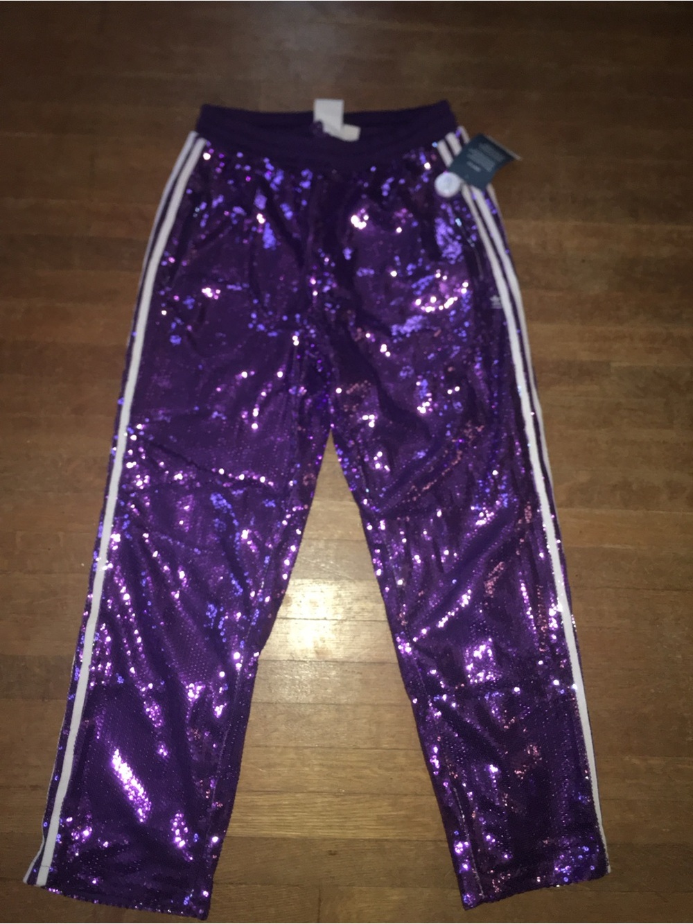 Sparkling Purple Sequin Straight-Leg Pants for Women